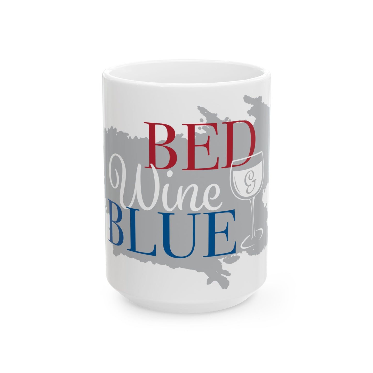 Bed Wine Blue Ceramic White Coffee Mug (11oz, 15oz) - For Wine Lovers