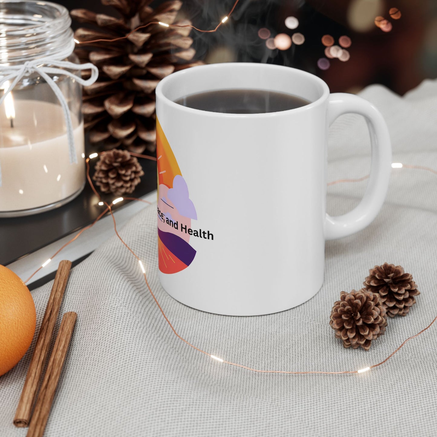 Wellness Sunset Ceramic White Coffee Mug (11oz, 15oz)