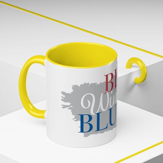 Bed Wine & Blue Accent Coffee Mug (11oz) - For Wine Lovers