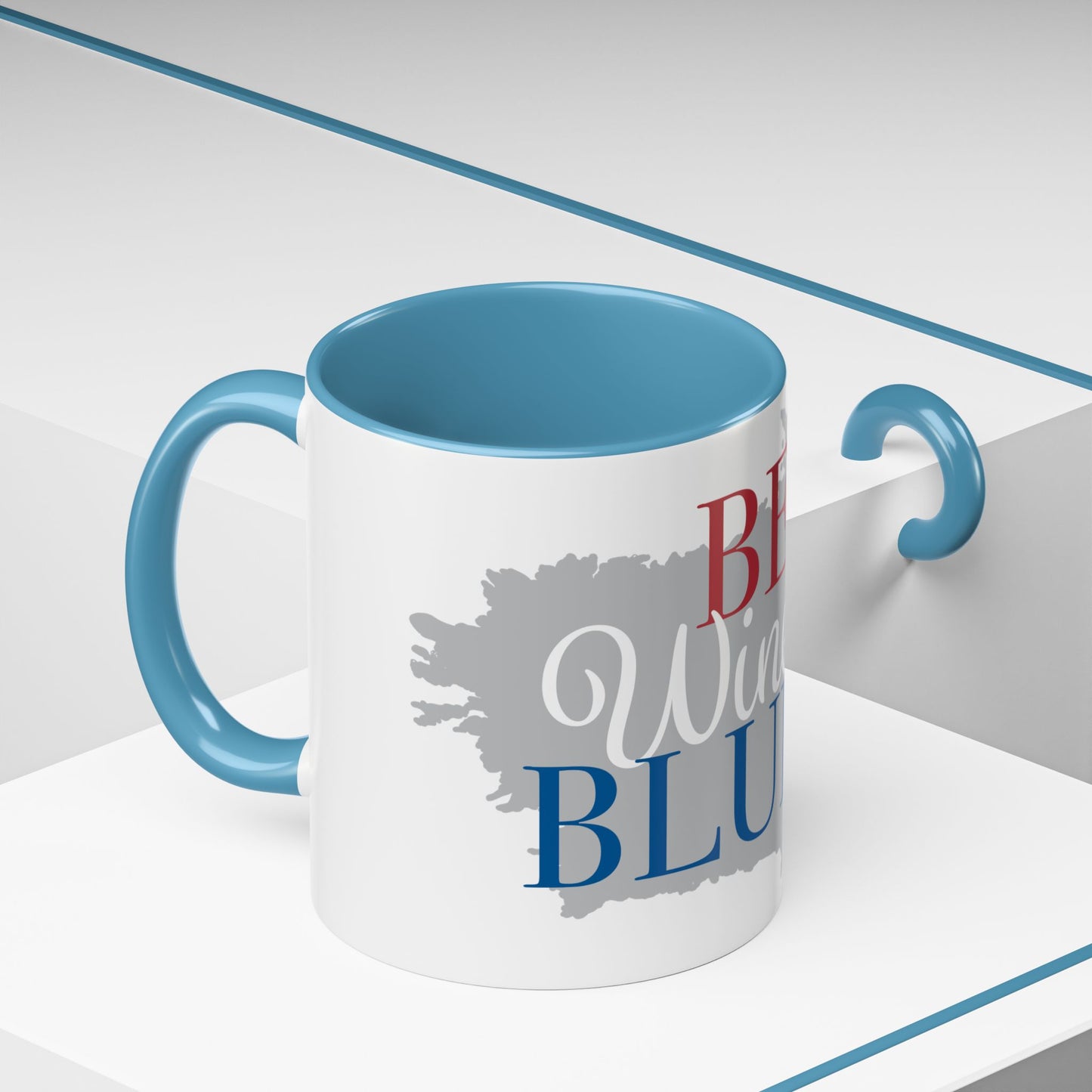 Bed Wine & Blue Accent Coffee Mug (11oz) - For Wine Lovers