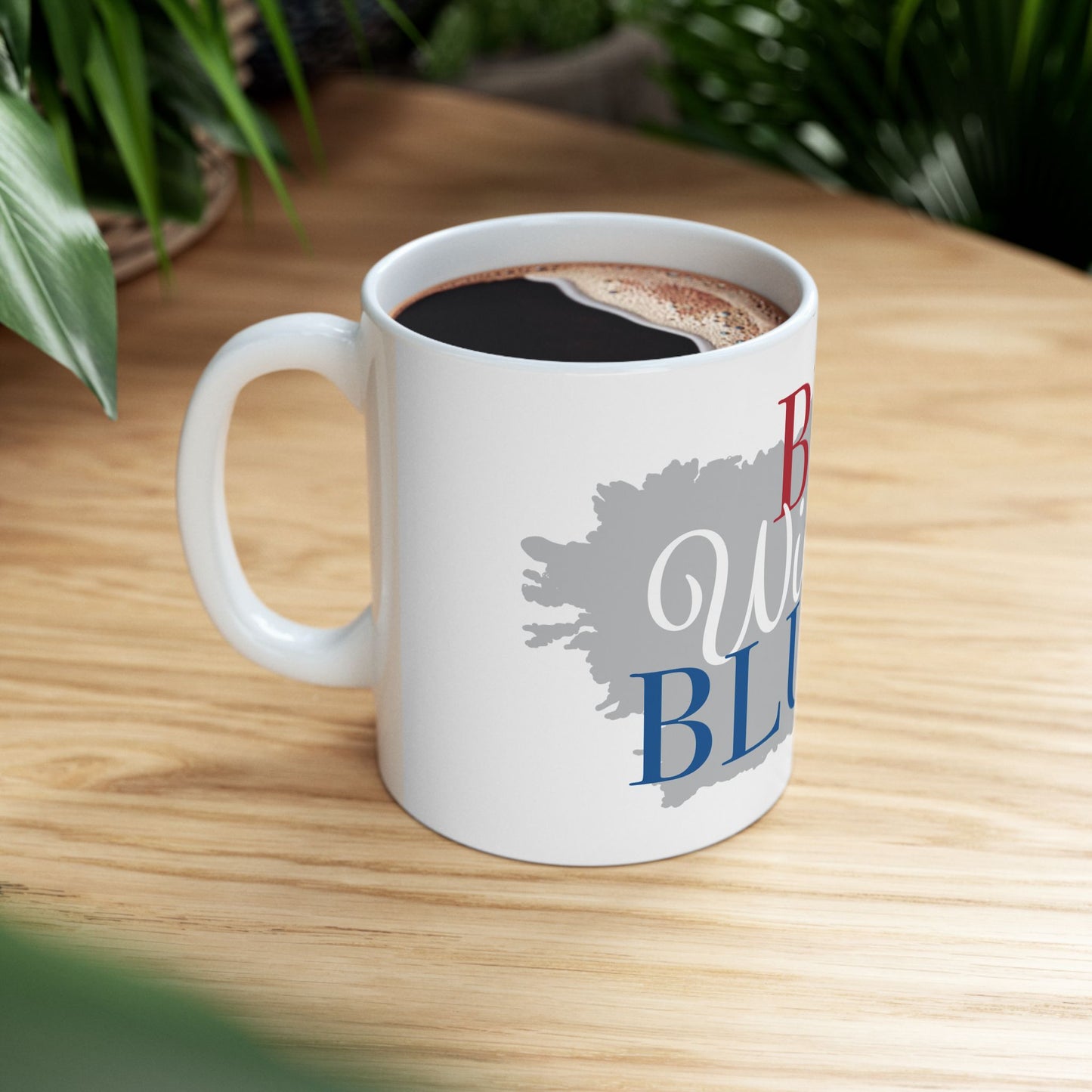 Bed Wine Blue Ceramic White Coffee Mug (11oz, 15oz) - For Wine Lovers