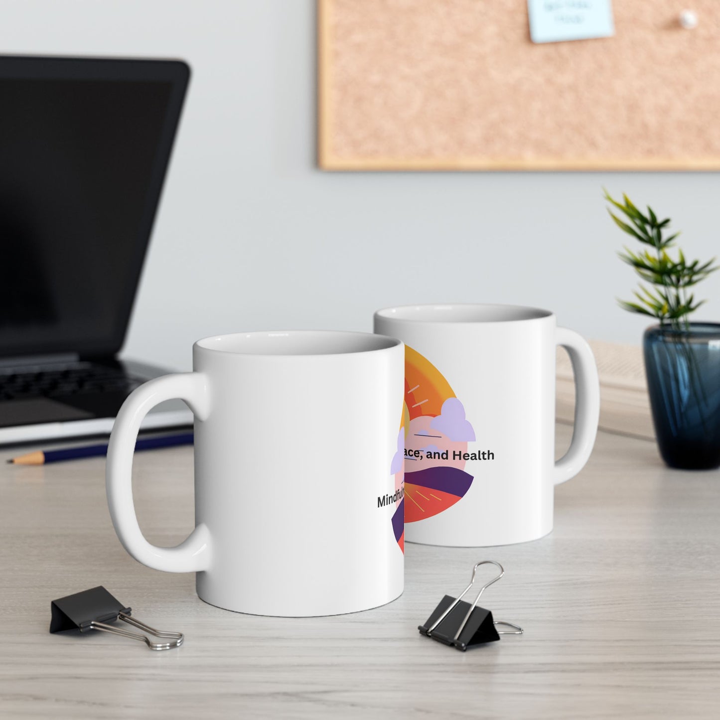 Wellness Sunset Ceramic White Coffee Mug (11oz, 15oz)