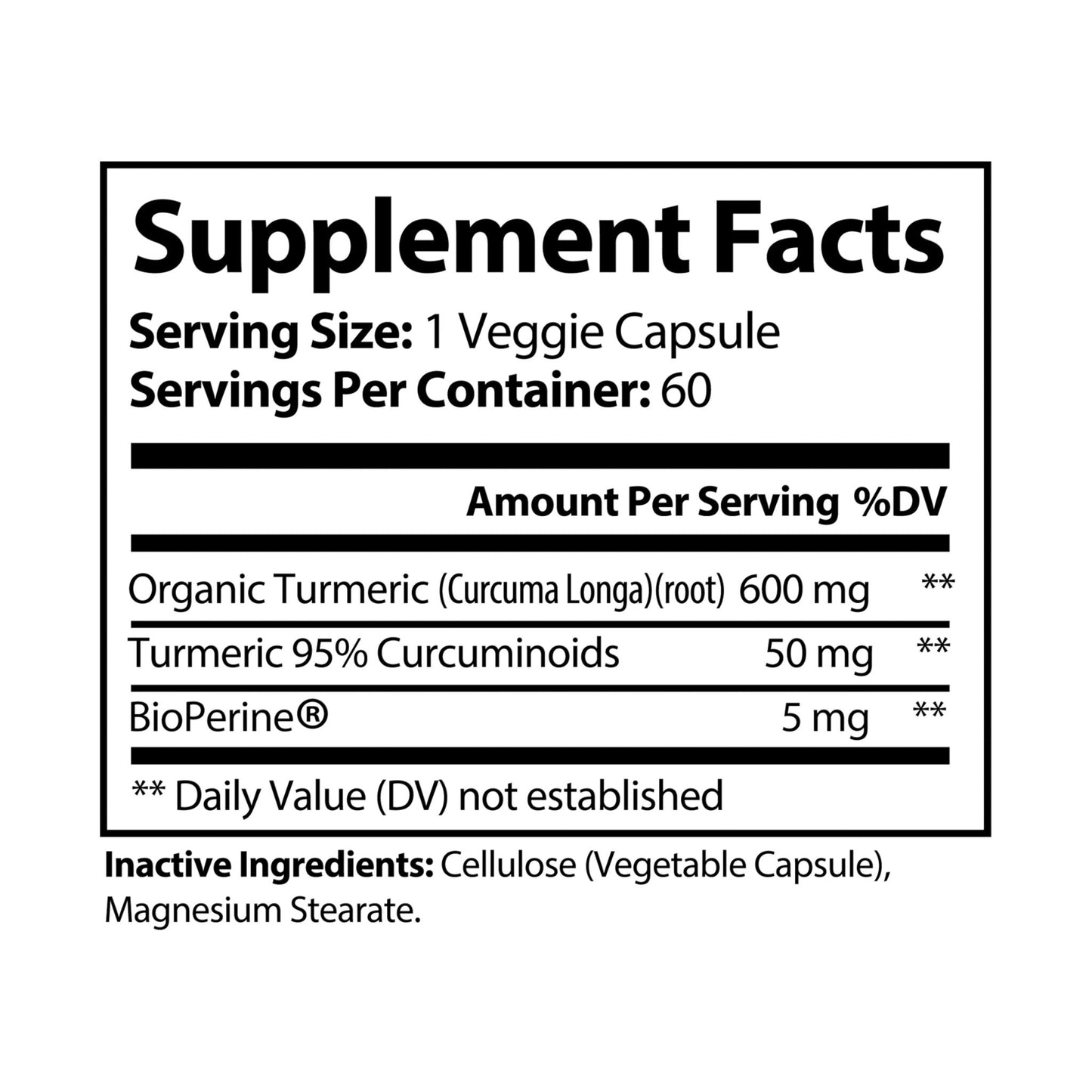 Turmeric with BioPerine® Supplement (60 Capsules)