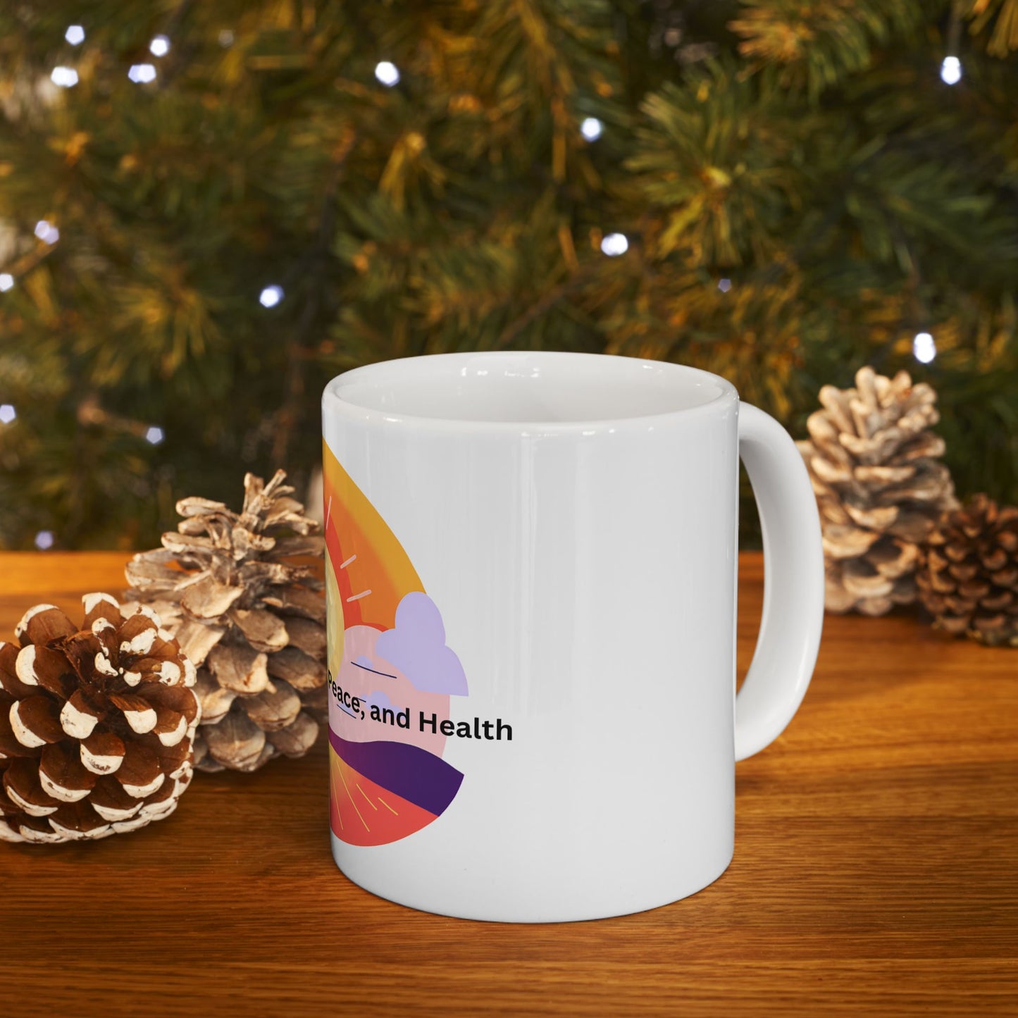 Wellness Sunset Ceramic White Coffee Mug (11oz, 15oz)
