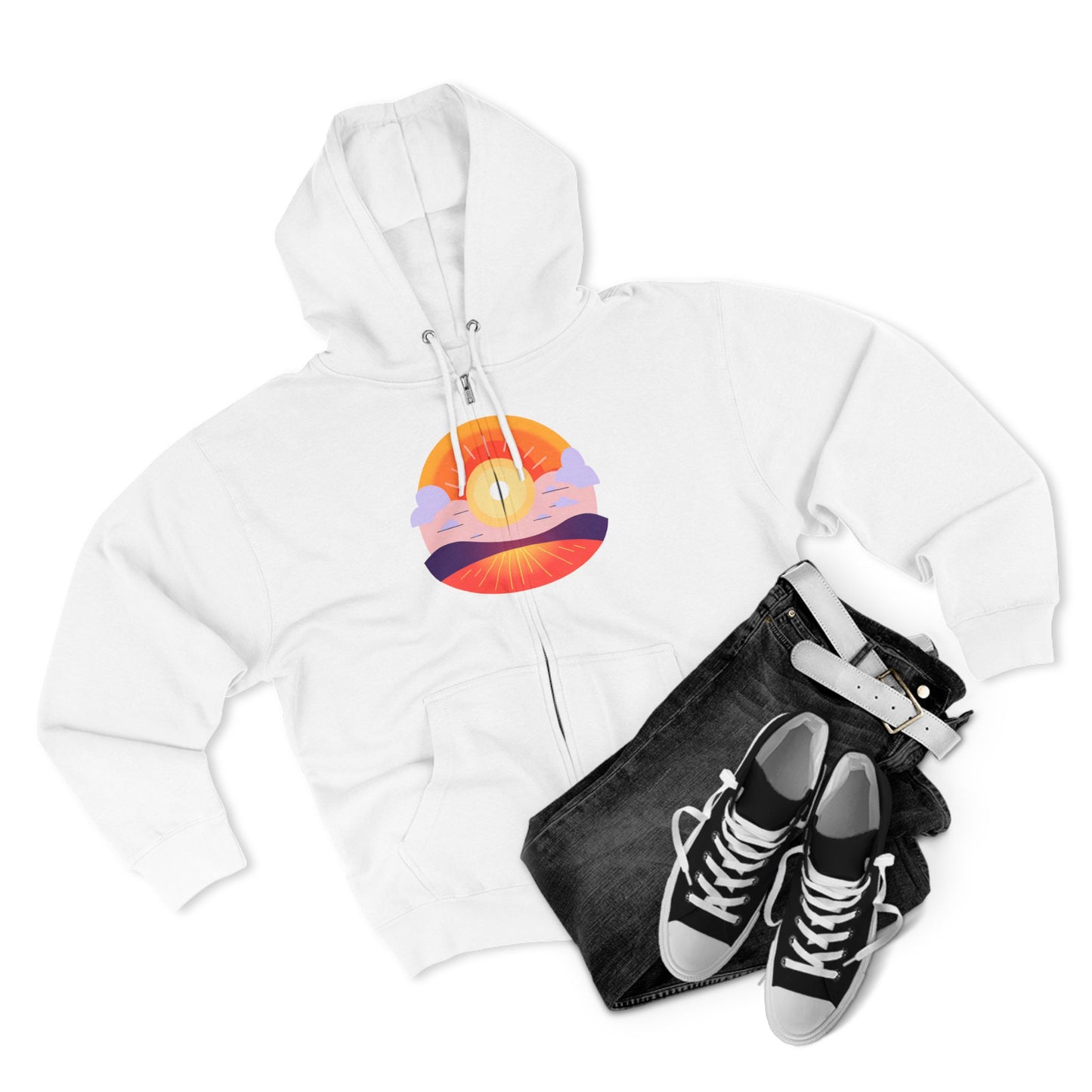 Fitness Wellness Sunset Unisex Zip Hoodie