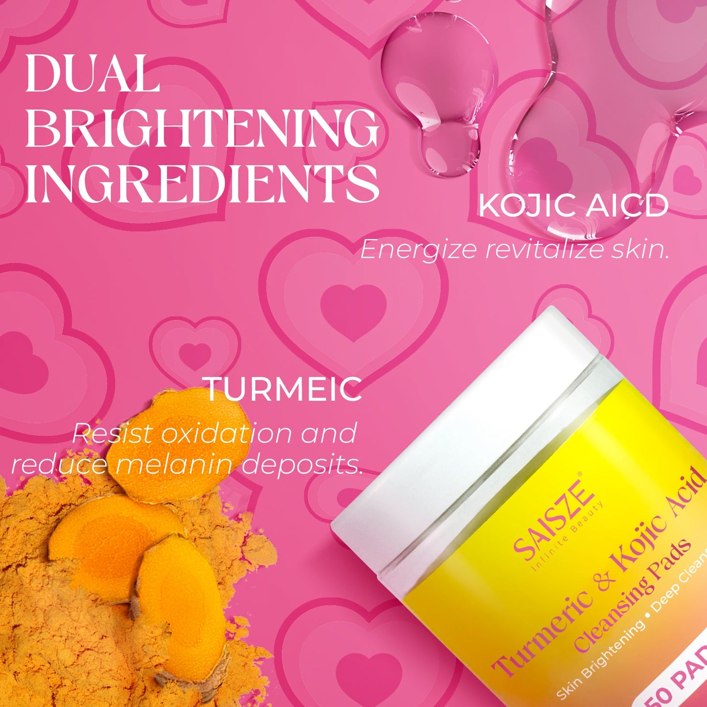 Turmeric & Kojic Acid Cleansing Pads, 50Pcs