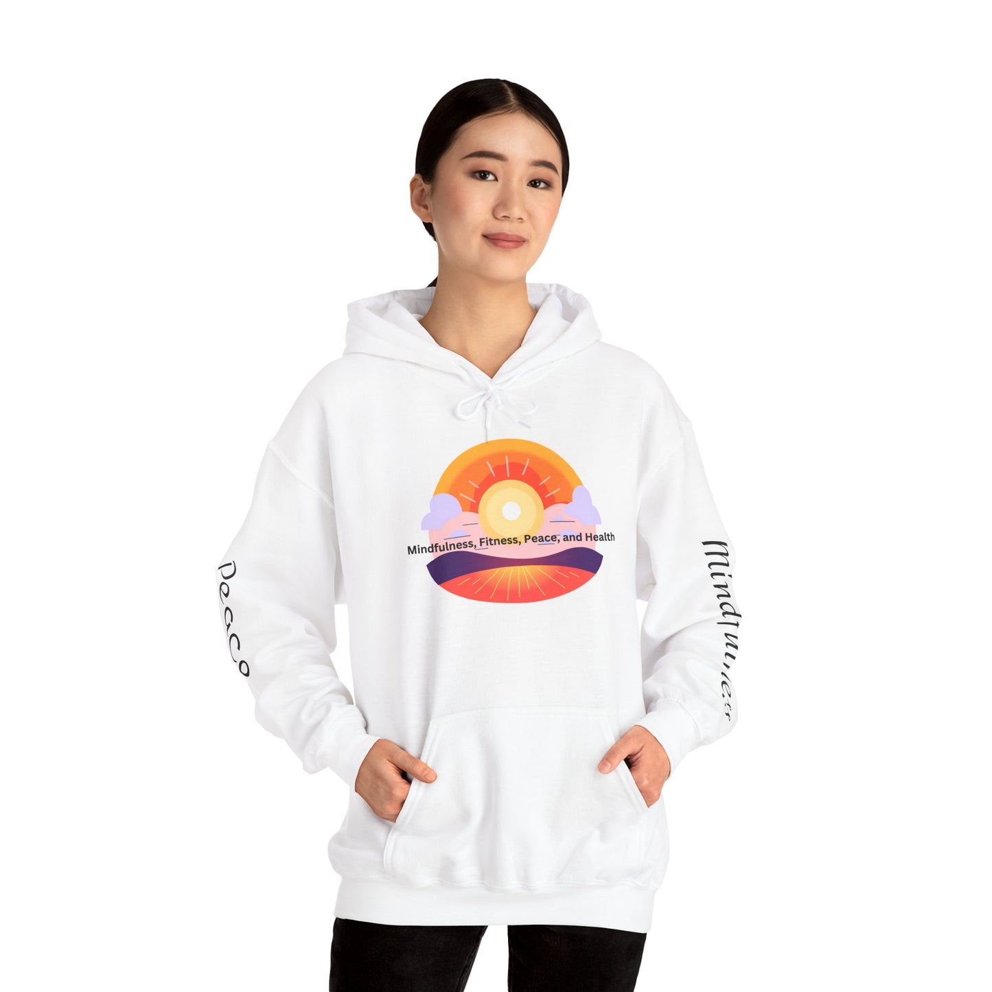 Sunset Wellness Unisex Hooded Sweatshirt (White)