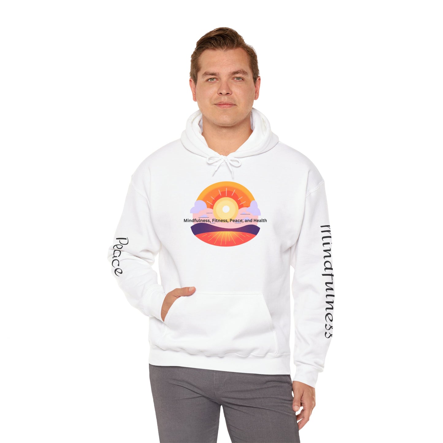 Sunset Wellness Unisex Hooded Sweatshirt (White)