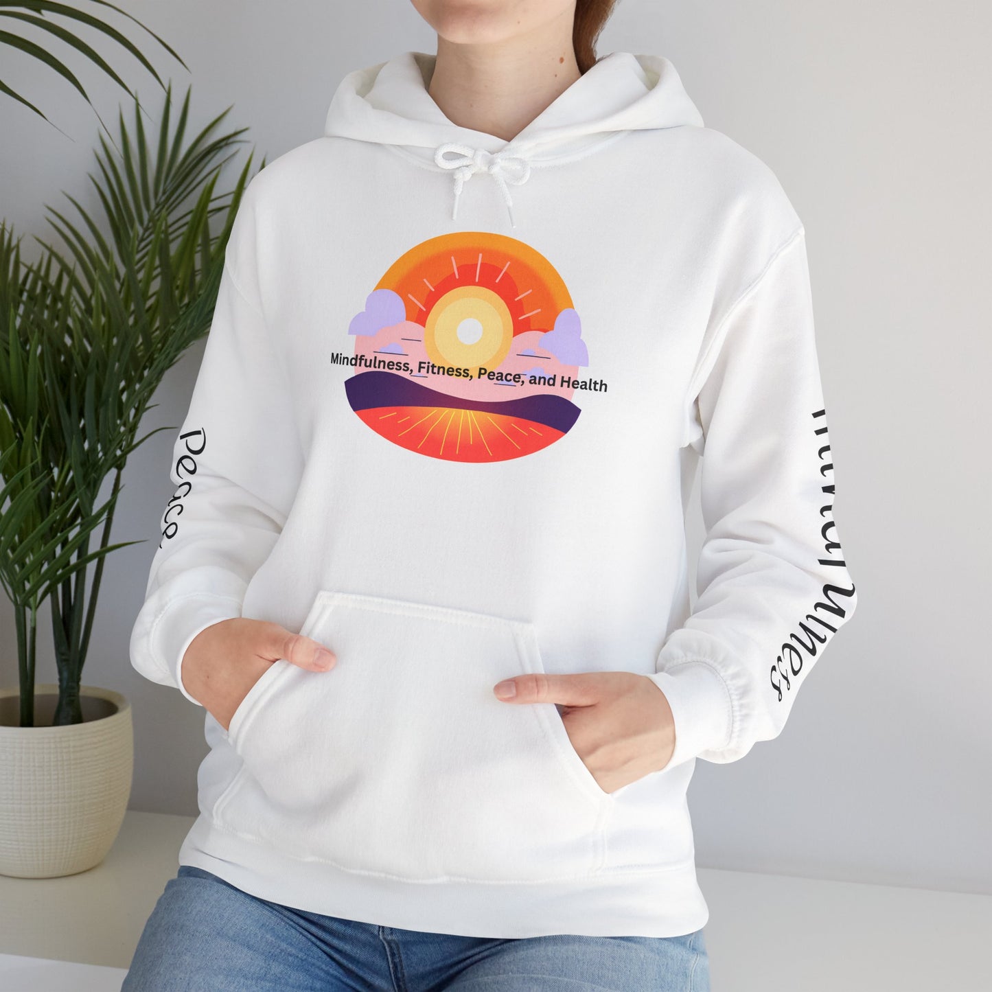 Sunset Wellness Unisex Hooded Sweatshirt (White)