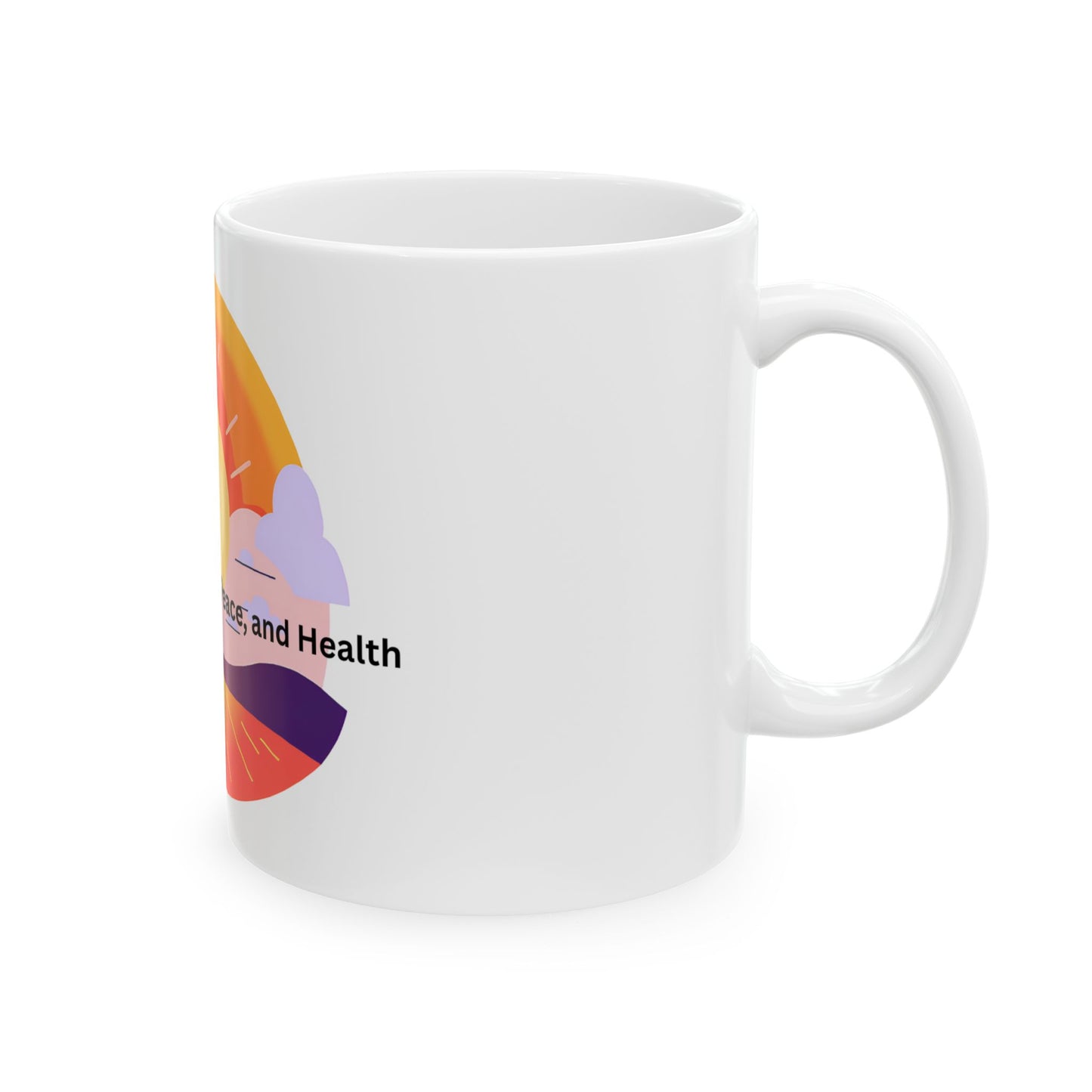 Wellness Sunset Ceramic White Coffee Mug (11oz, 15oz)