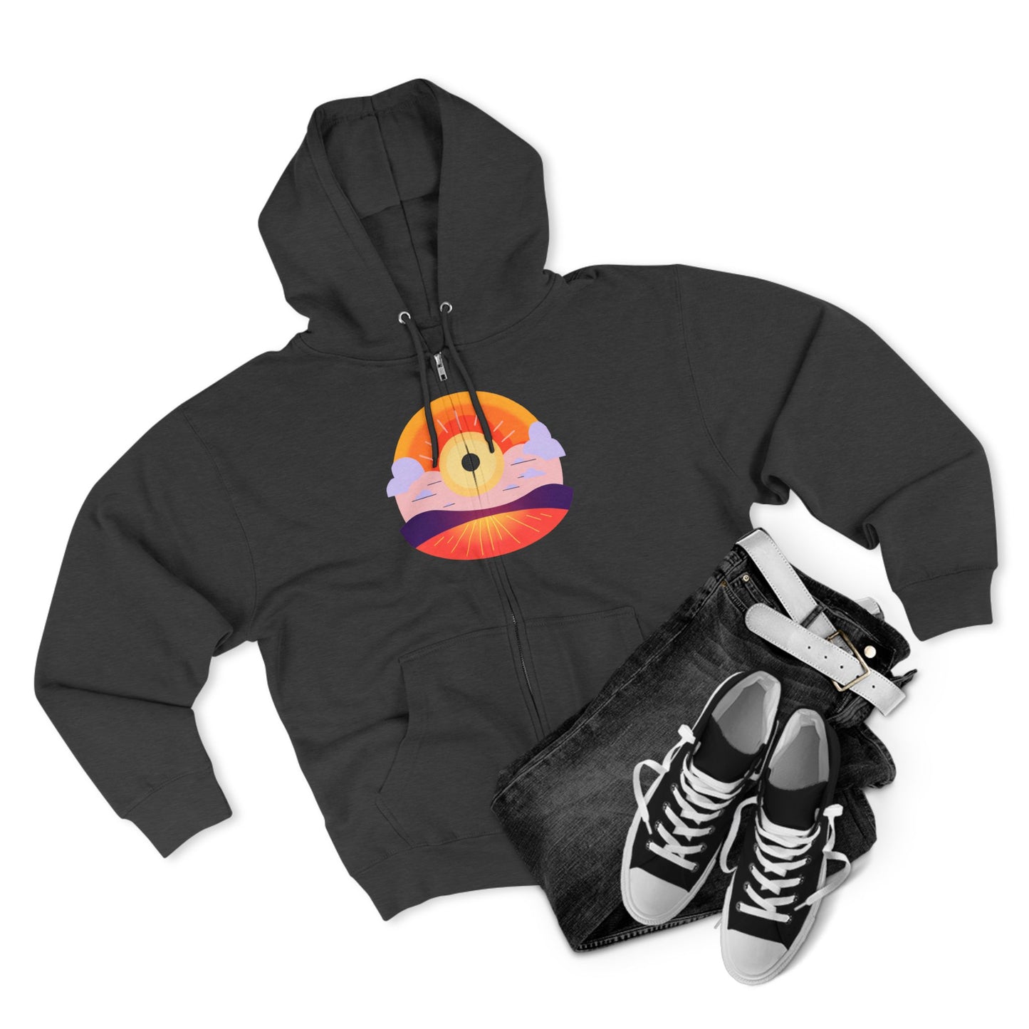 Fitness Wellness Sunset Unisex Zip Hoodie