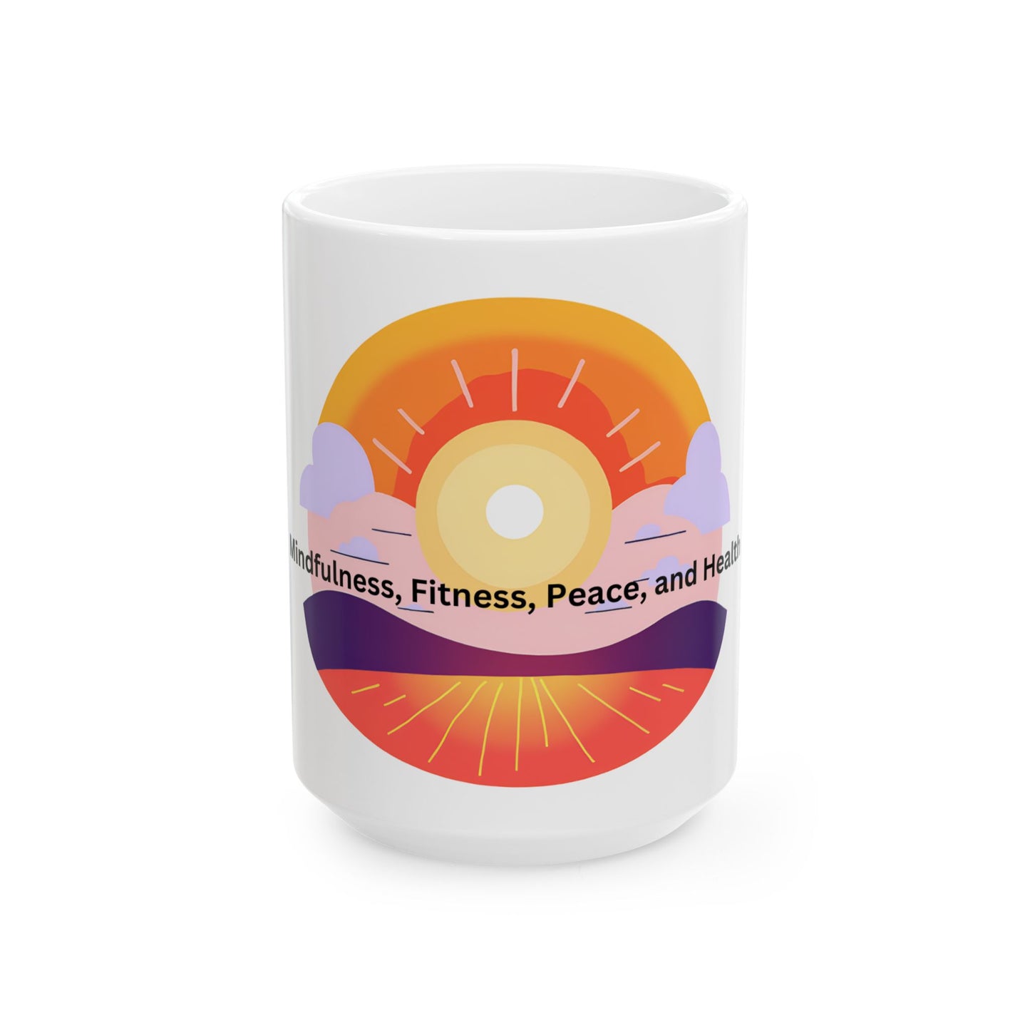 Wellness Sunset Ceramic White Coffee Mug (11oz, 15oz)