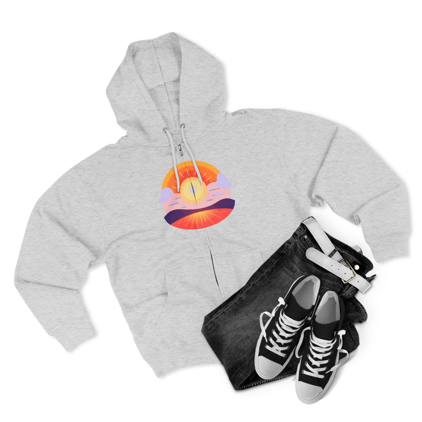 Fitness Wellness Sunset Unisex Zip Hoodie