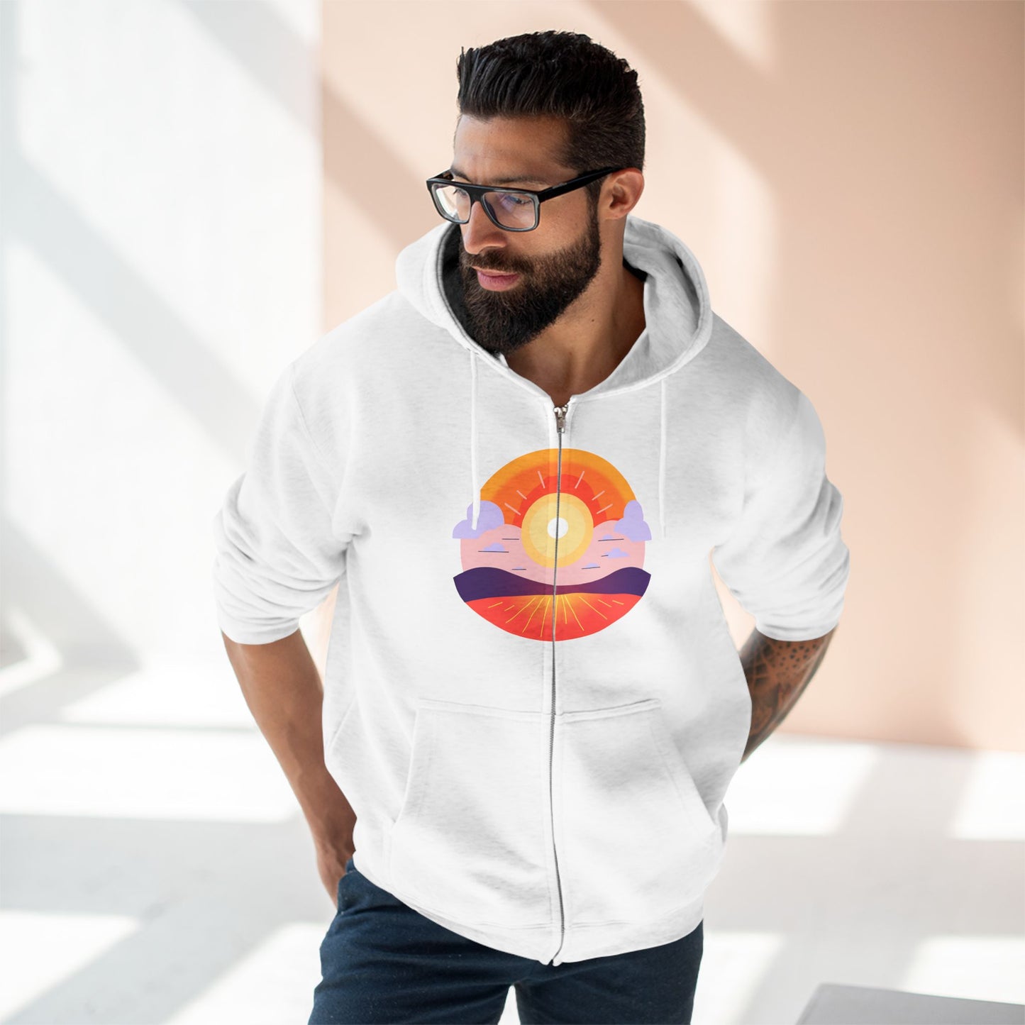 Fitness Wellness Sunset Unisex Zip Hoodie