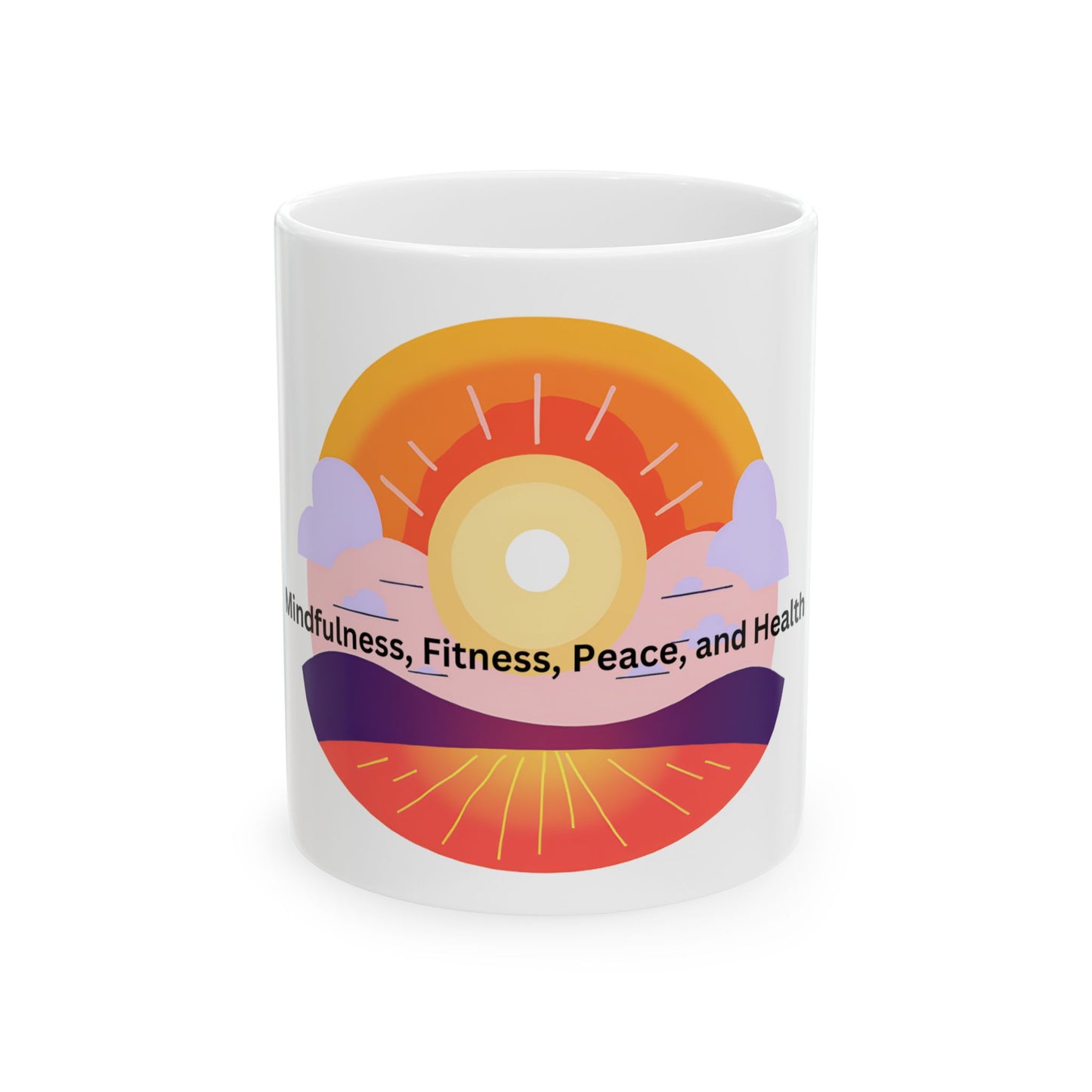 Wellness Sunset Ceramic White Coffee Mug (11oz, 15oz)