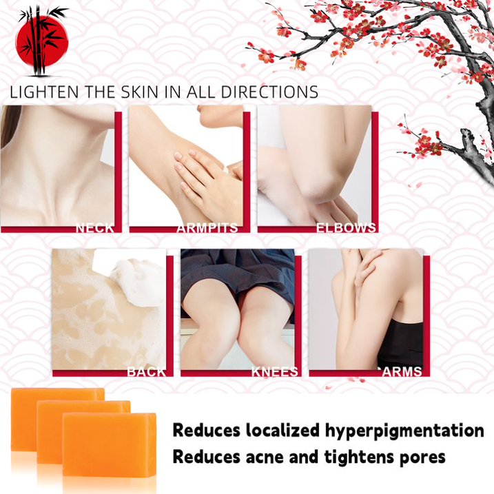 Kojic Acid Dark Spot Reduction Soap with Vitamin C, 65g × 3 Bars