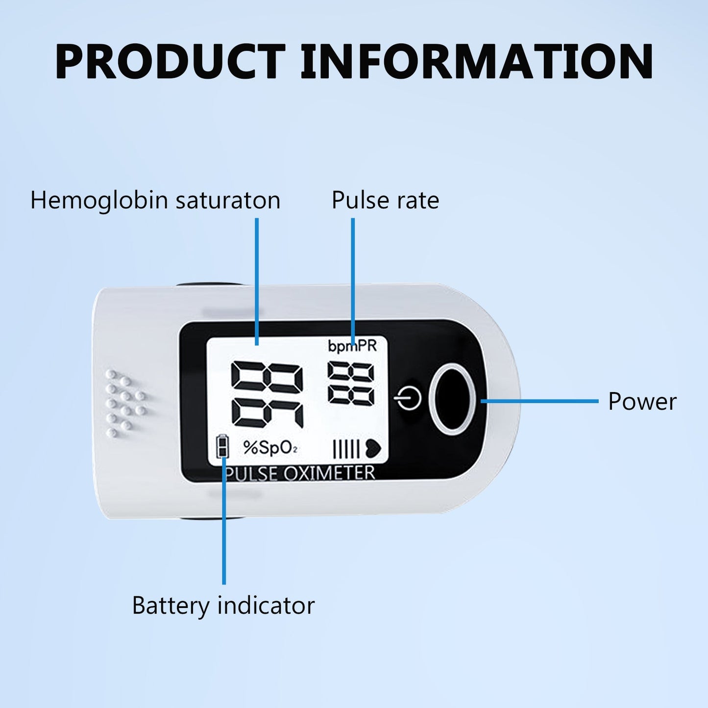 Fingertip Pulse Oximeter Blood Oxygen Meter SpO2 Monitor, Blood Oxygen
