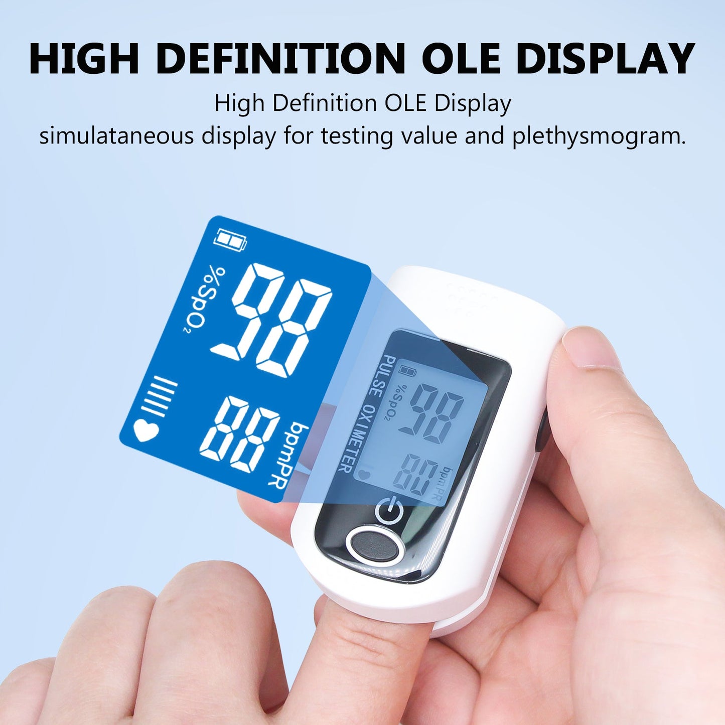 Fingertip Pulse Oximeter Blood Oxygen Meter SpO2 Monitor, Blood Oxygen