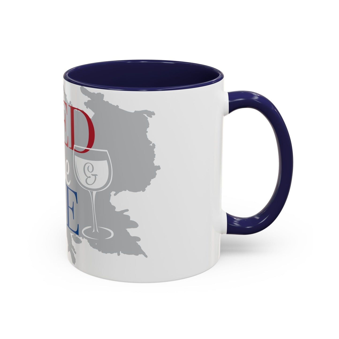 Bed Wine & Blue Accent Coffee Mug (11oz) - For Wine Lovers