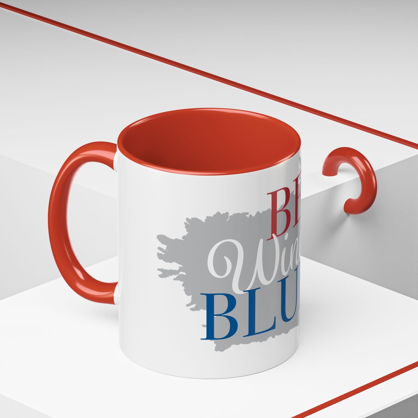 Bed Wine & Blue Accent Coffee Mug (11oz) - For Wine Lovers