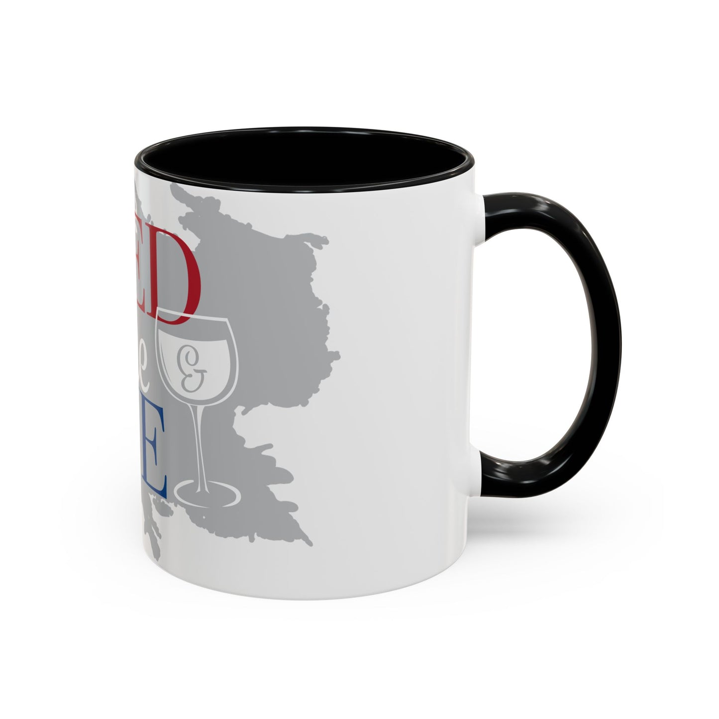 Bed Wine & Blue Accent Coffee Mug (11oz) - For Wine Lovers