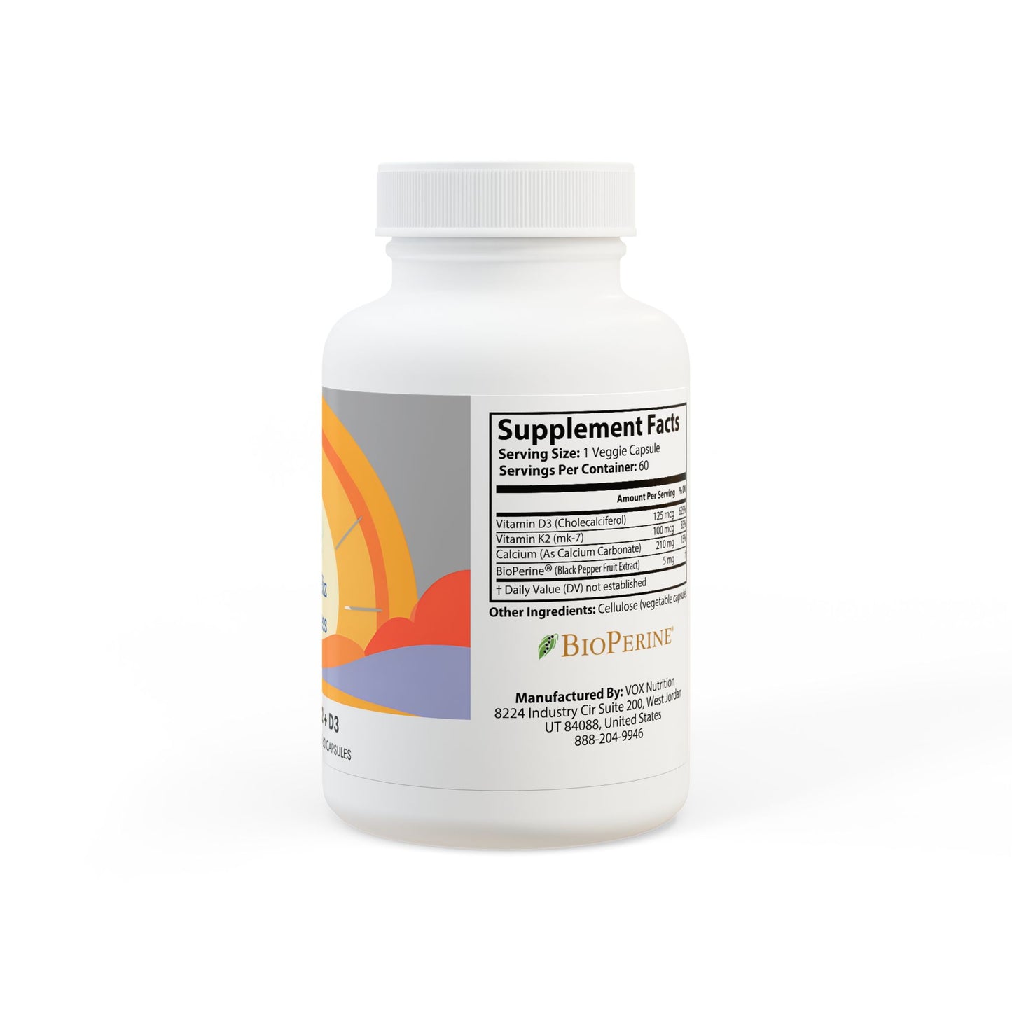 Vitamin K2 + D3 Supplement (60 Capsules)