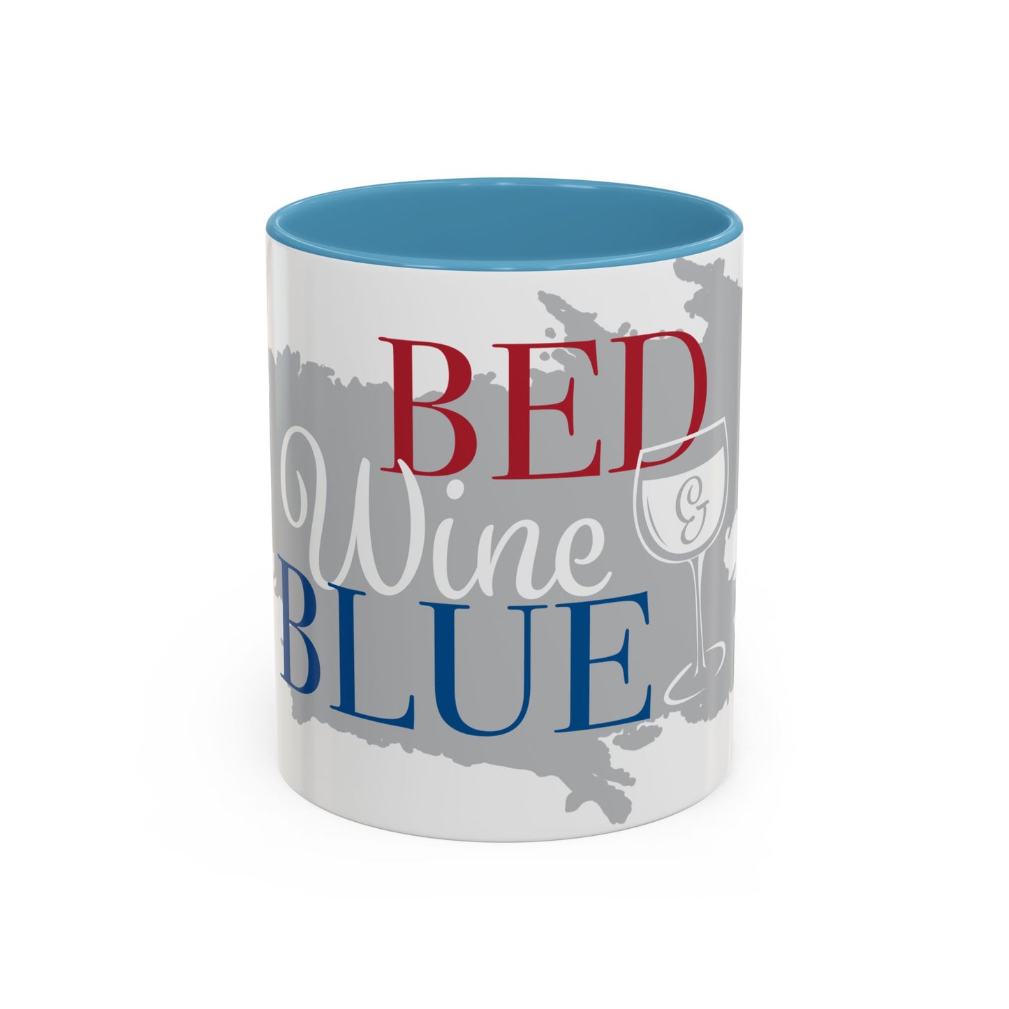 Bed Wine & Blue Accent Coffee Mug (11oz) - For Wine Lovers