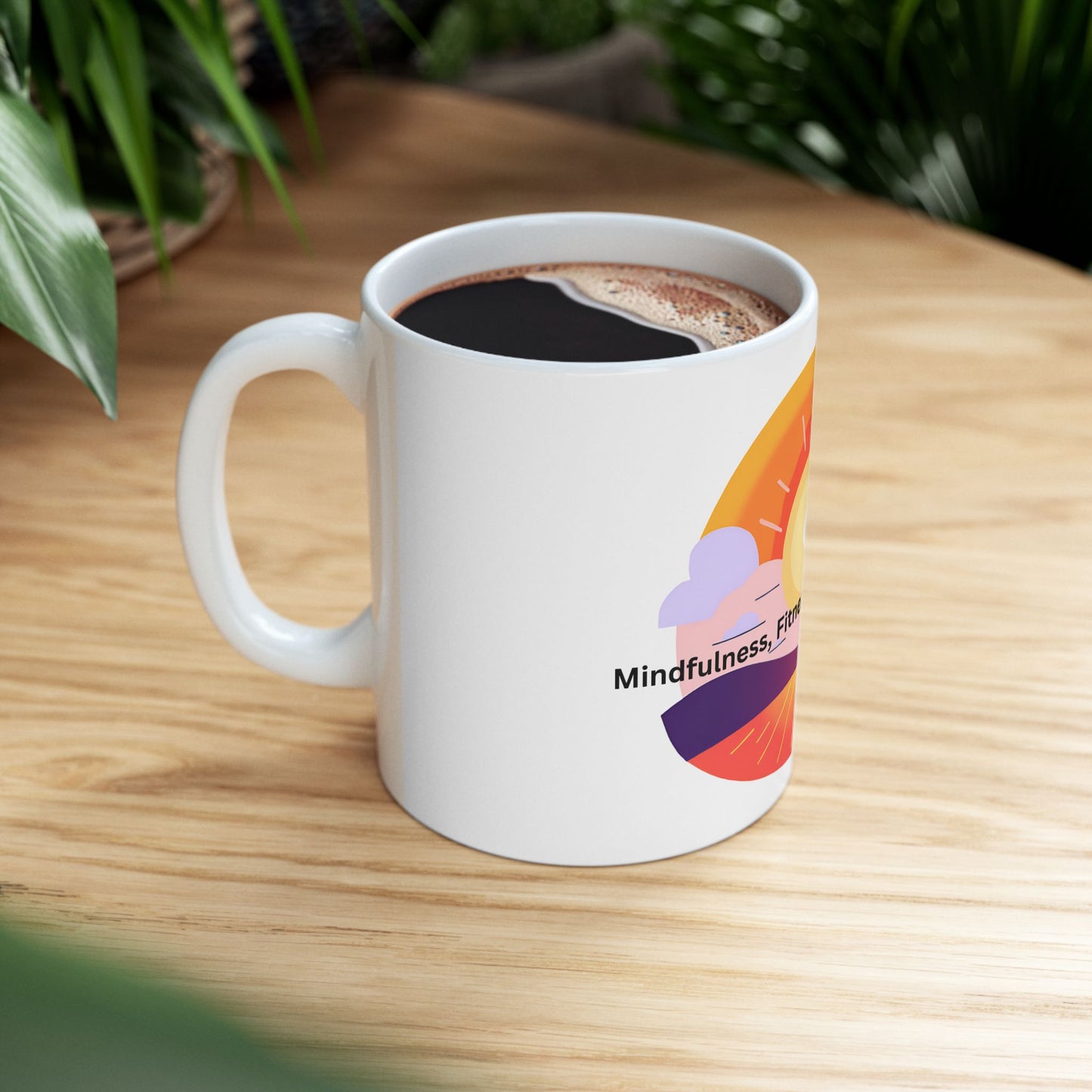 Wellness Sunset Ceramic White Coffee Mug (11oz, 15oz)