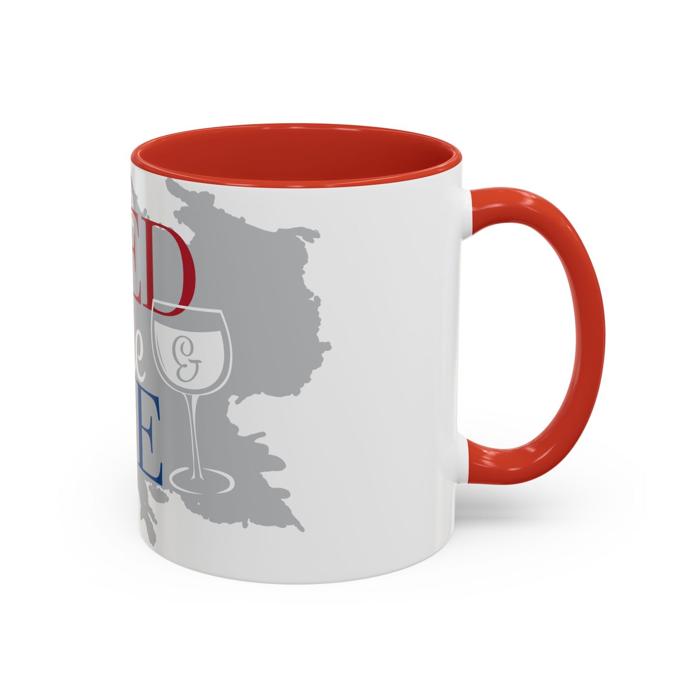 Bed Wine & Blue Accent Coffee Mug (11oz) - For Wine Lovers