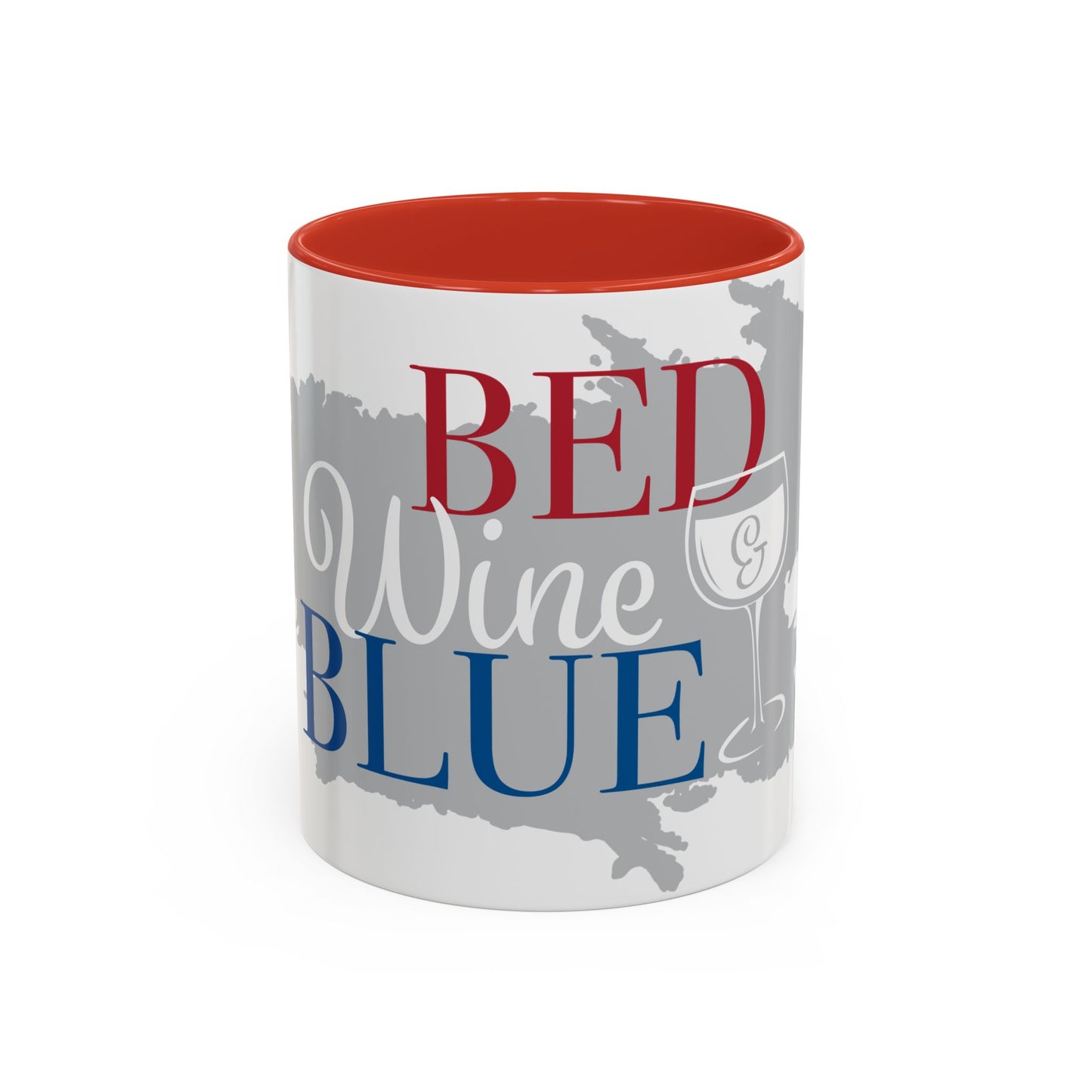 Bed Wine & Blue Accent Coffee Mug (11oz) - For Wine Lovers