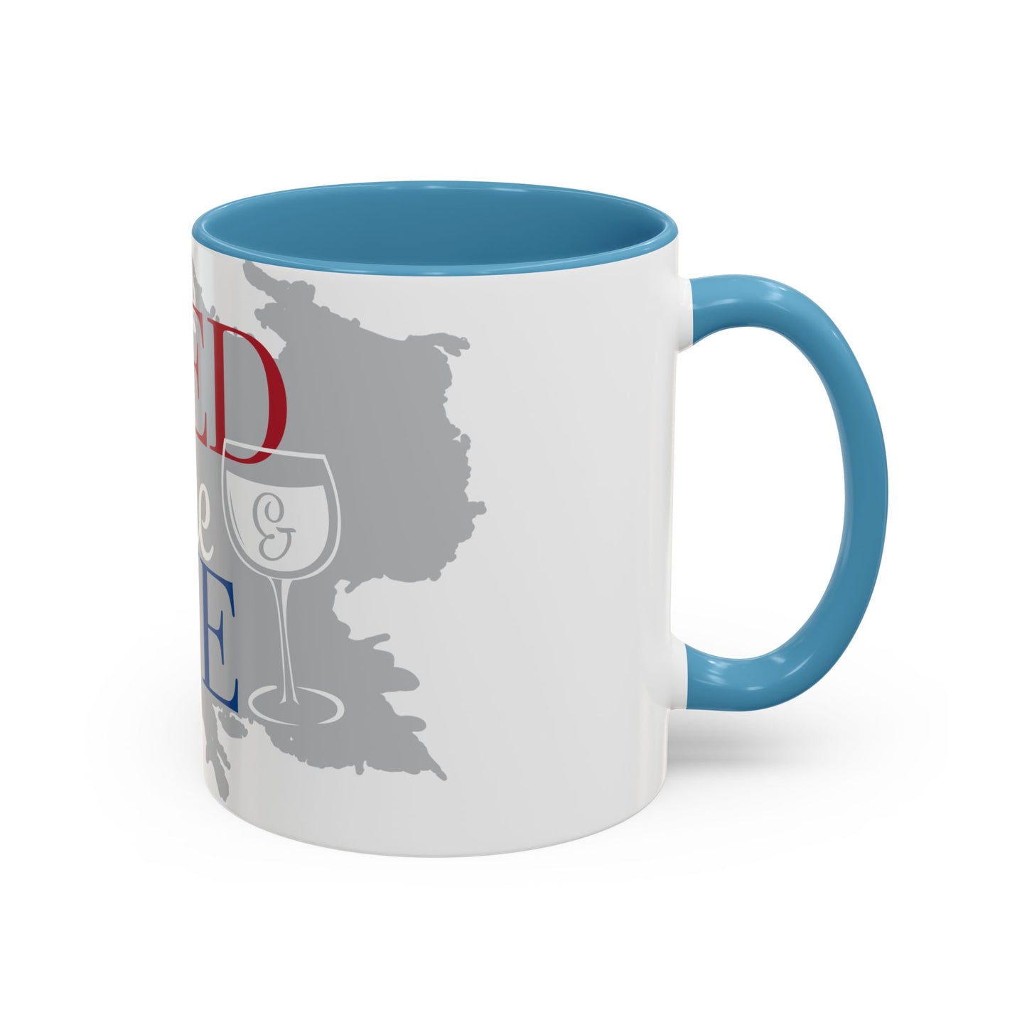 Bed Wine & Blue Accent Coffee Mug (11oz) - For Wine Lovers