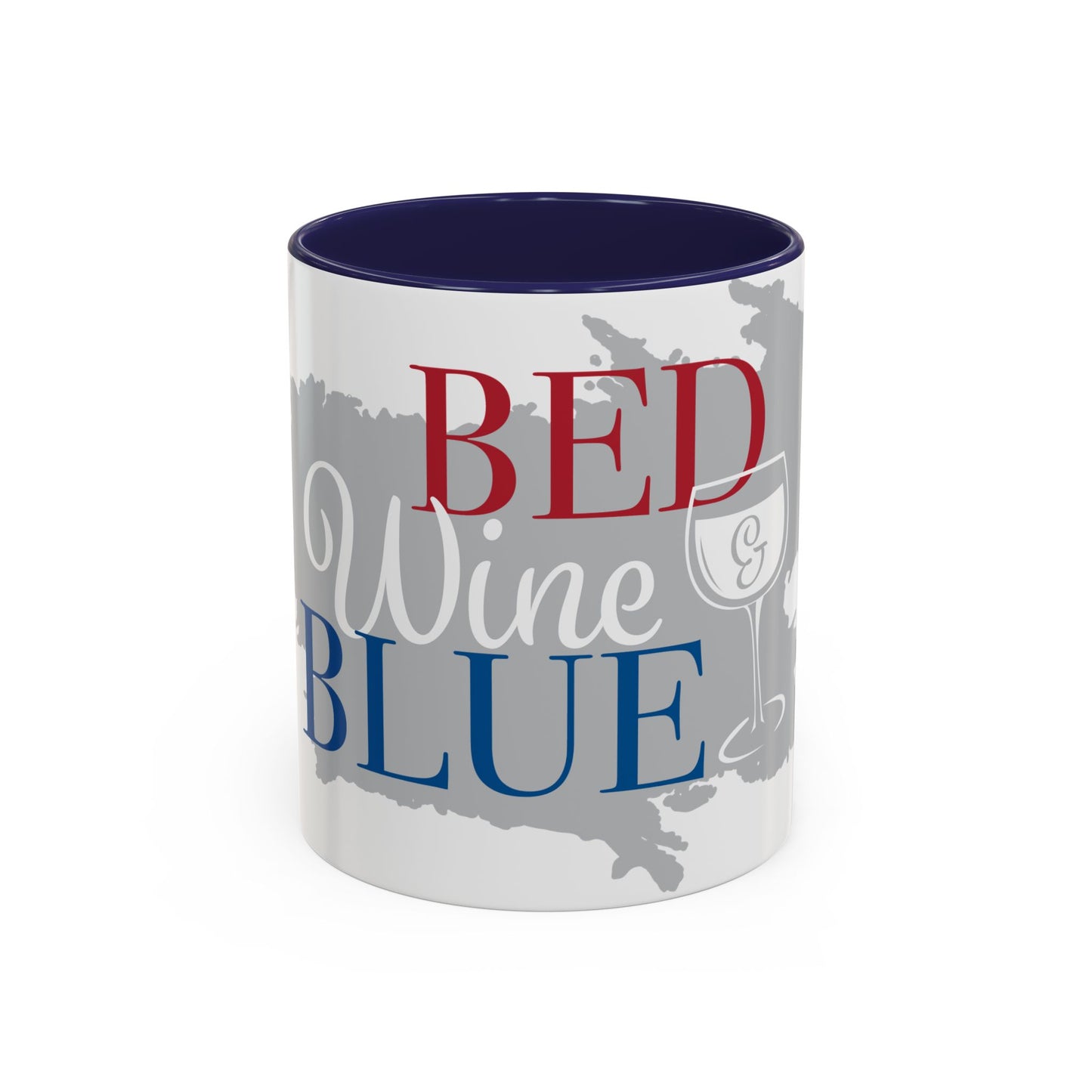 Bed Wine & Blue Accent Coffee Mug (11oz) - For Wine Lovers