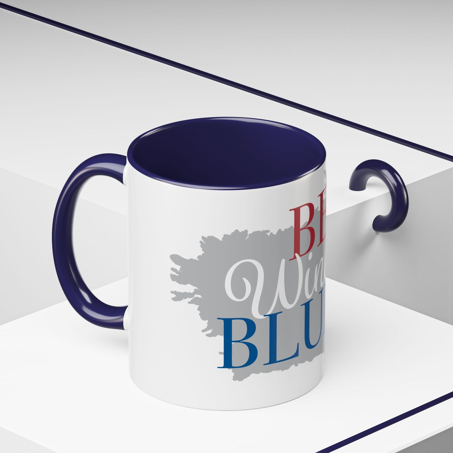 Bed Wine & Blue Accent Coffee Mug (11oz) - For Wine Lovers