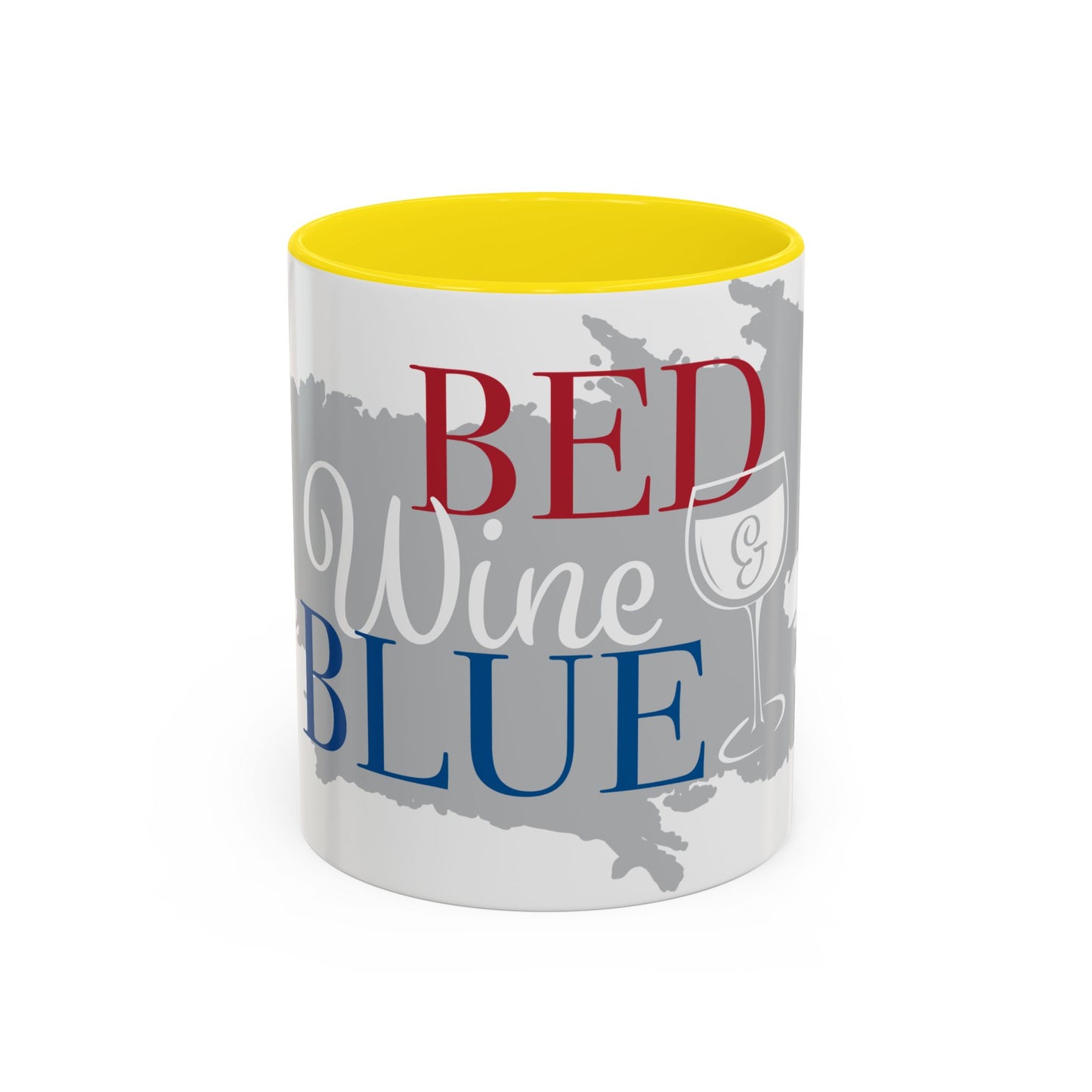 Bed Wine & Blue Accent Coffee Mug (11oz) - For Wine Lovers