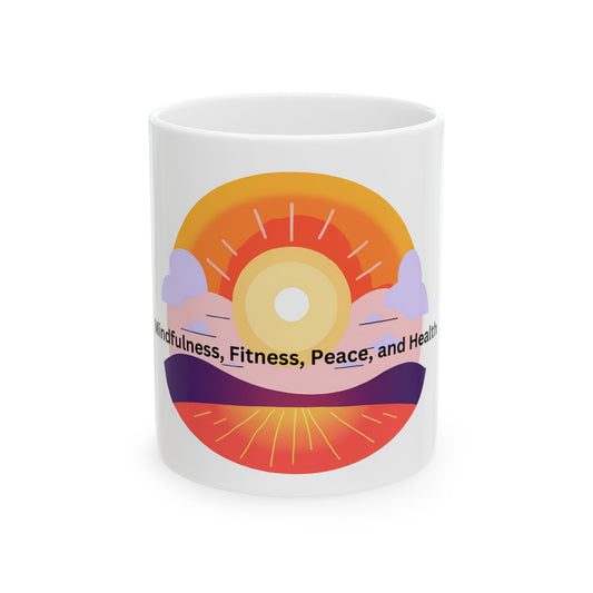Wellness Sunset Ceramic White Coffee Mug (11oz, 15oz)